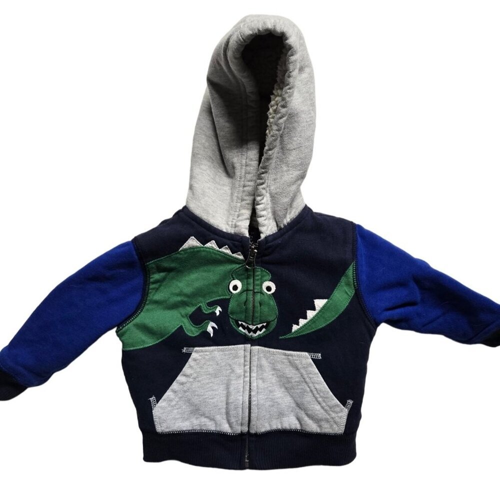 The Childrens Place Toddler Dinosaur Hoodie Jacket‎ 12-18 M